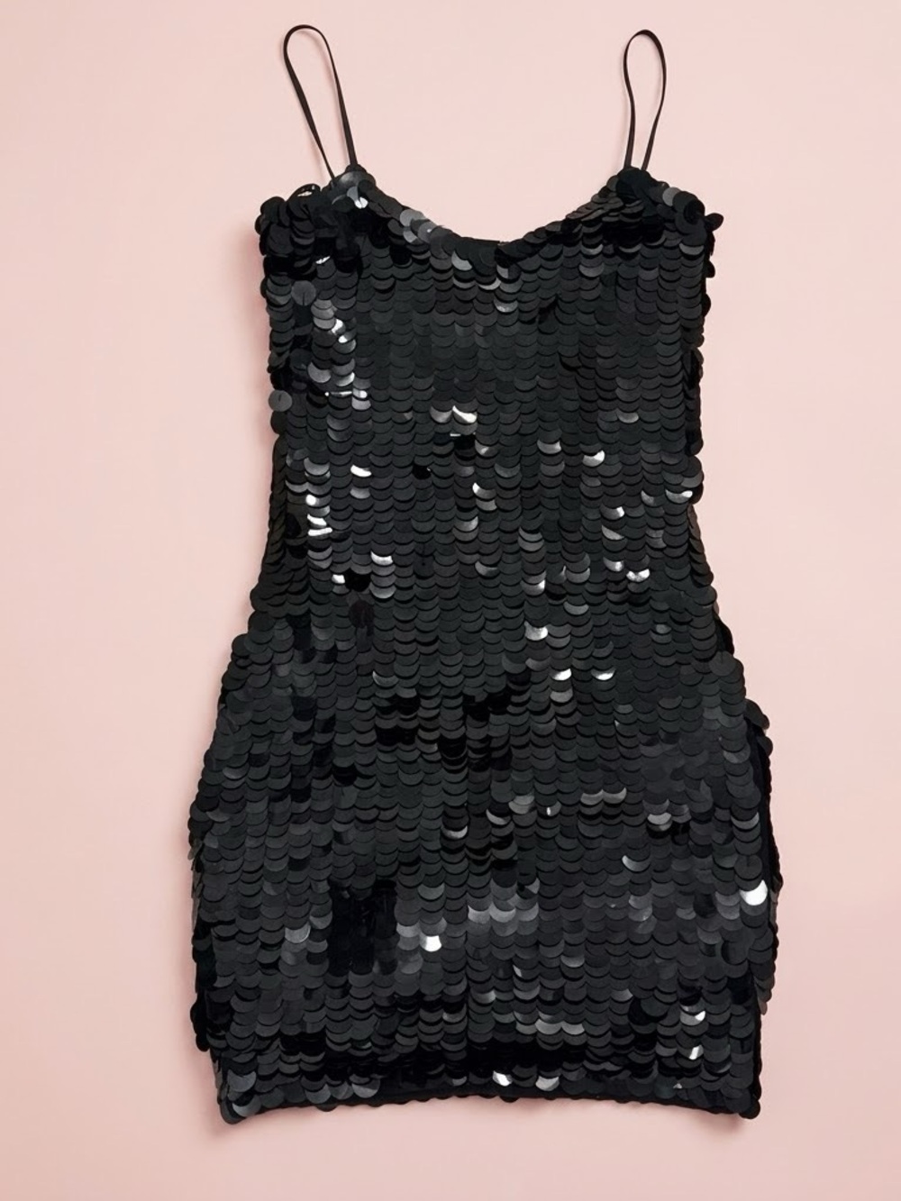 Express Black Sequin Mini Slip Dress